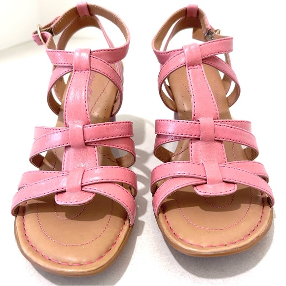 Pink leather straps snake print high heeled sandals NWOT - Picture 5 of 12